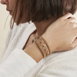 Sale Histoire d'Or Bracelet Manchette Elain Acier Jaune