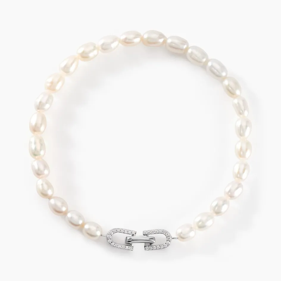 Discount Histoire d'Or Bracelet Onassis Argent Blanc Perle De Culture Oxyde De Zirconium