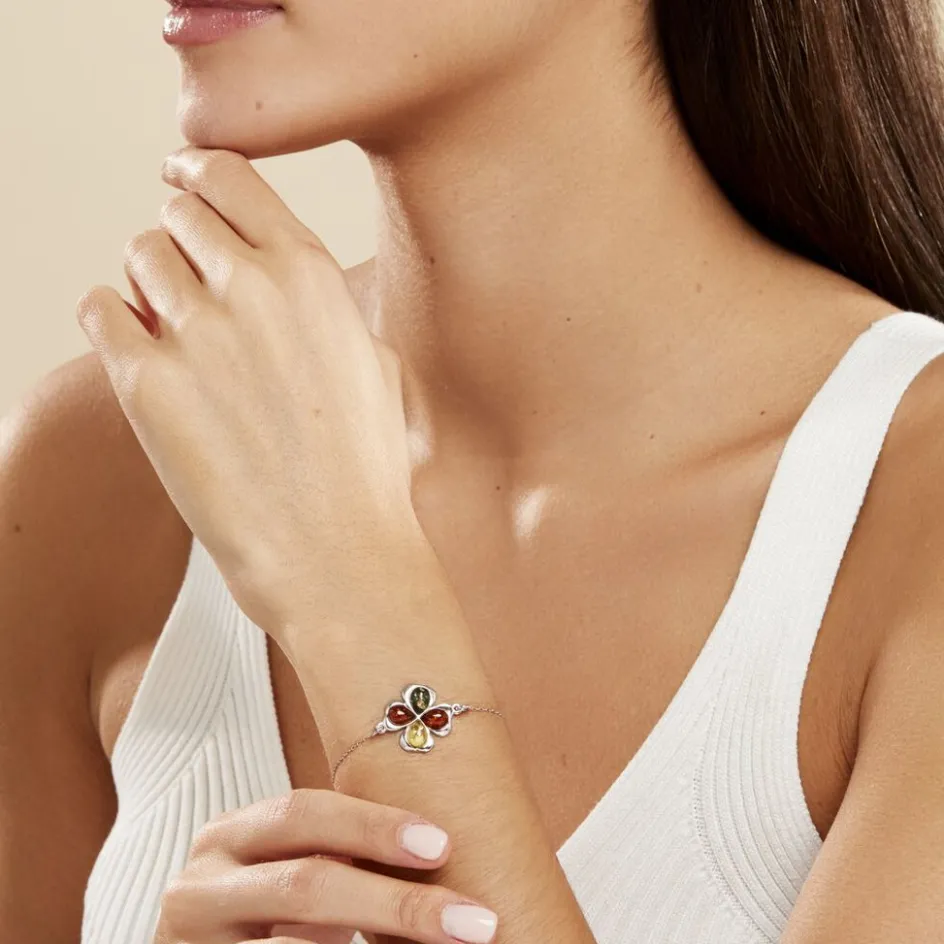 Discount Histoire d'Or Bracelet Oviya Argent Blanc Ambre