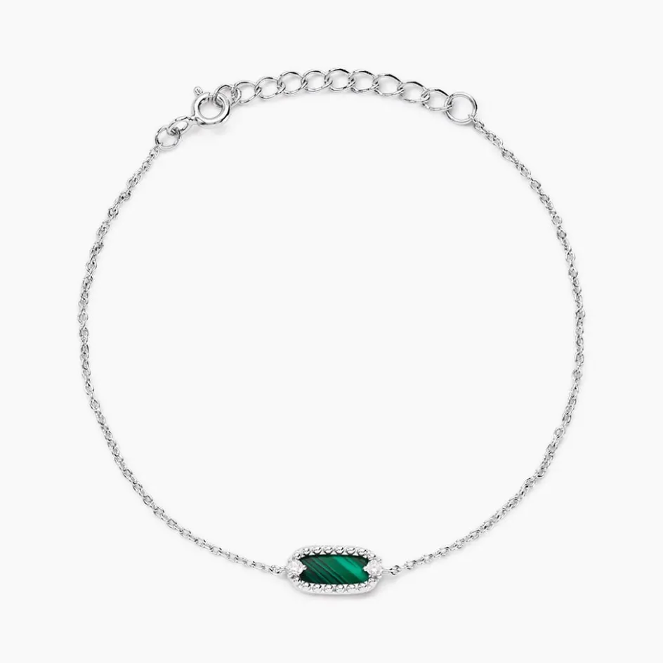 Histoire d'Or Bracelet Serafine Argent Blanc Malachite Oxyde De Zirconium* Bracelets|Bracelets Fantaisie