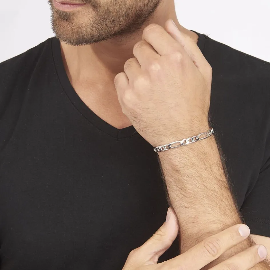 Sale Histoire d'Or Bracelet Vivian Maille Alternee 1/3 Argent Blanc