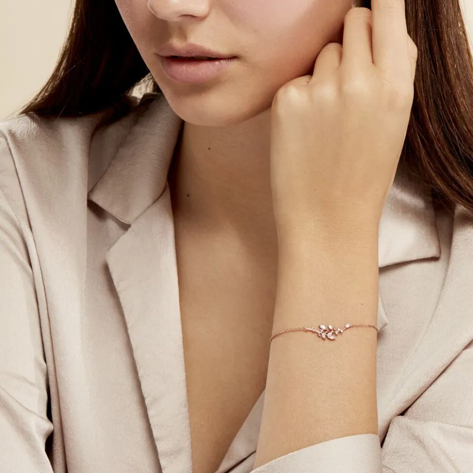 Sale Histoire d'Or Bracelet Wendy Argent Rose Oxyde De Zirconium