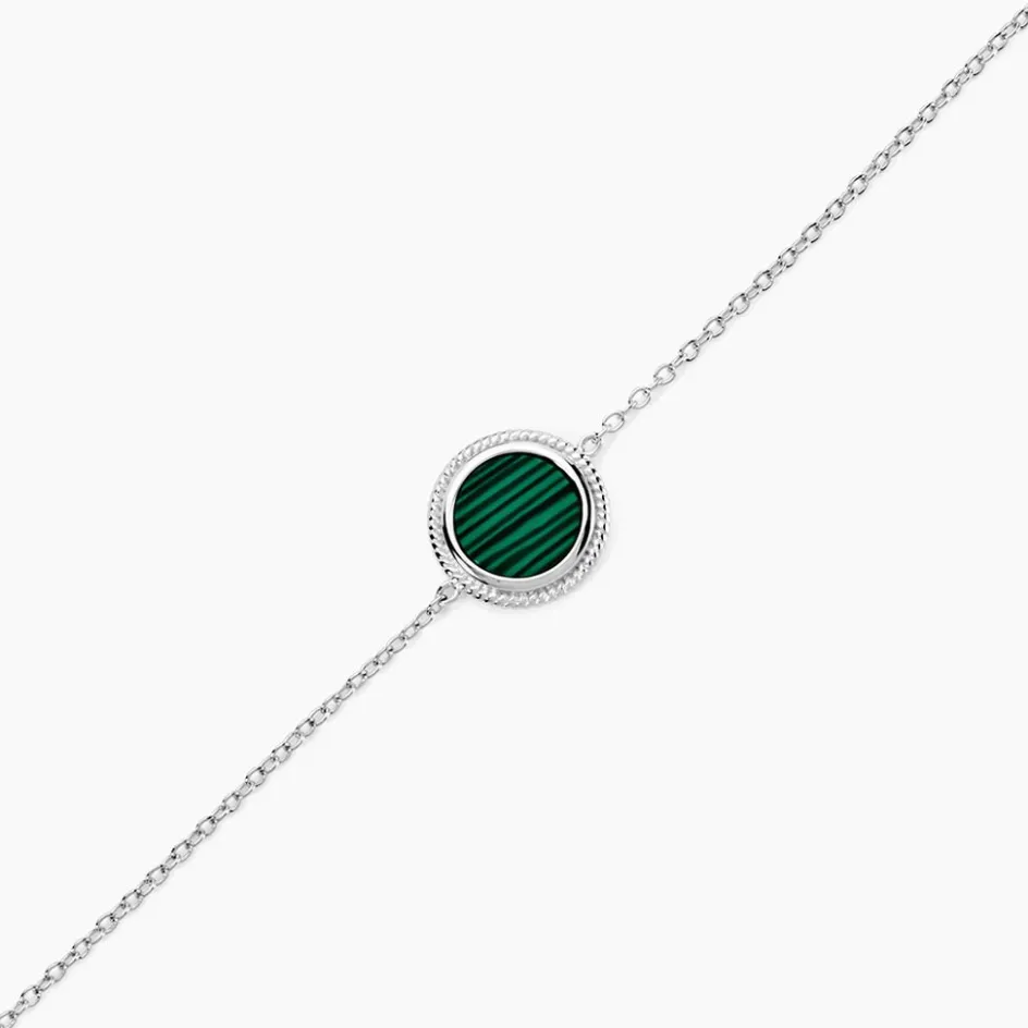 Hot Histoire d'Or Bracelet Zea Argent Blanc Malachite argent blanc malachite vert