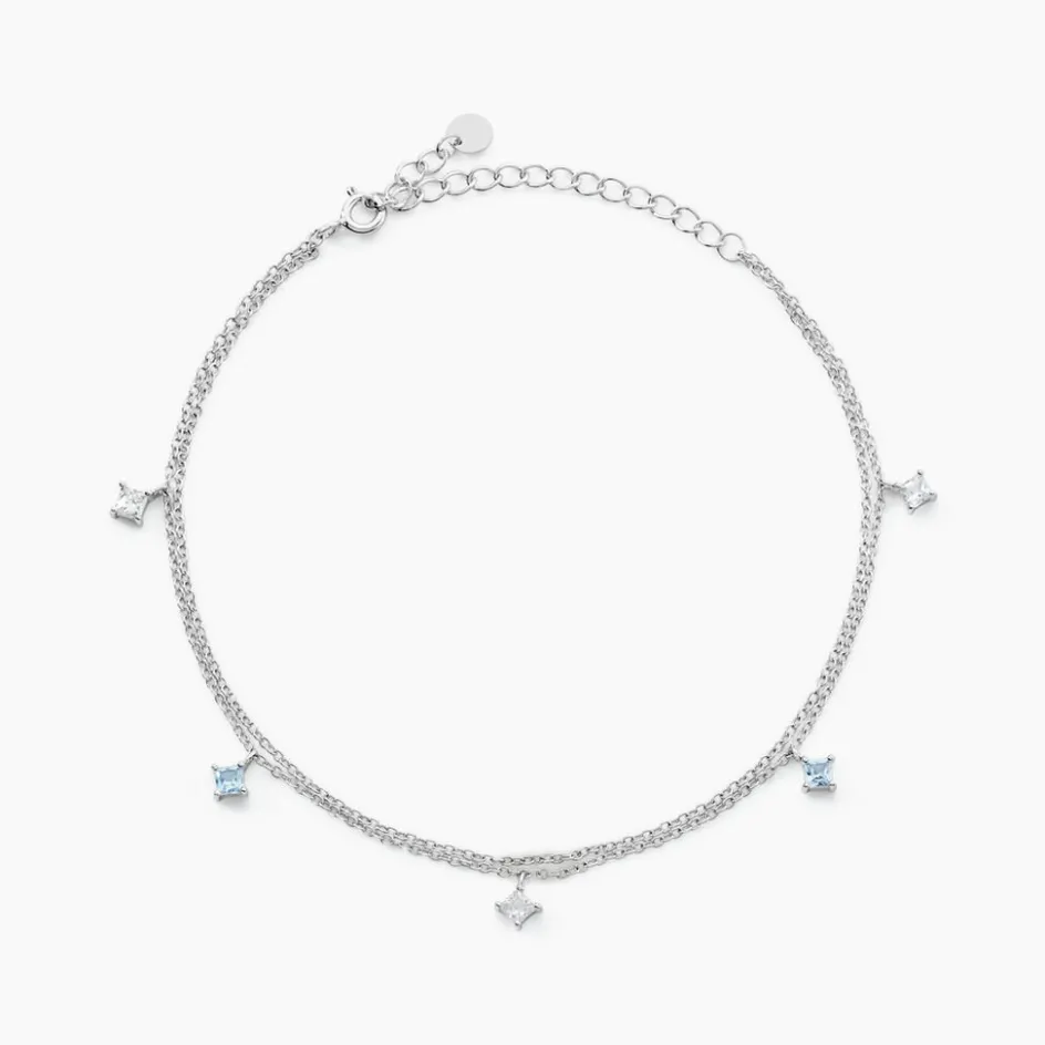 Sale Histoire d'Or Chaîne De Cheville Heidi De Zirconium argent blanc oxyde