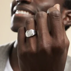 New Histoire d'Or Chevalière Daniel argent blanc