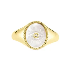 Sale Histoire d'Or Chevalière Goddess Argent Doré Nacre Oxyde De Zirconium argent doré nacre blanc