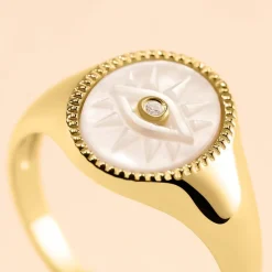 Sale Histoire d'Or Chevalière Goddess Argent Doré Nacre Oxyde De Zirconium argent doré nacre blanc