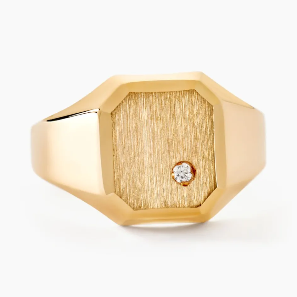 Best Histoire d'Or Chevalière Malcolm Carree Or Jaune Oxyde De Zirconium