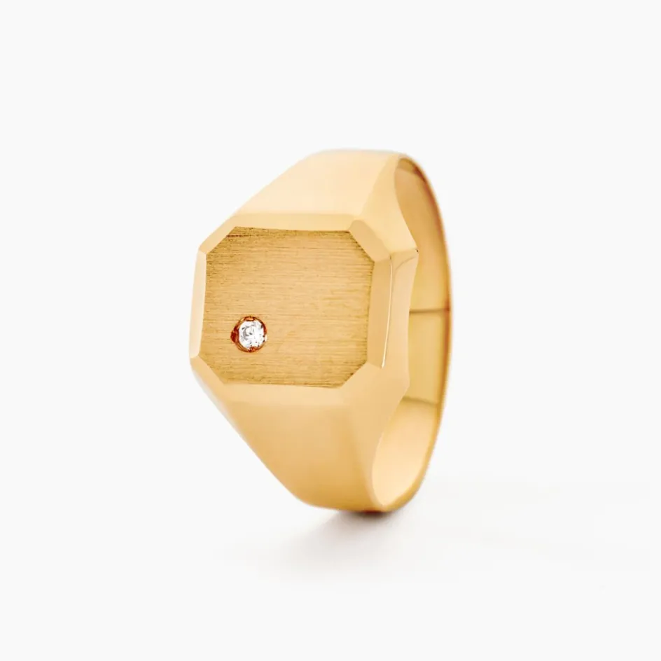 Best Histoire d'Or Chevalière Malcolm Carree Or Jaune Oxyde De Zirconium