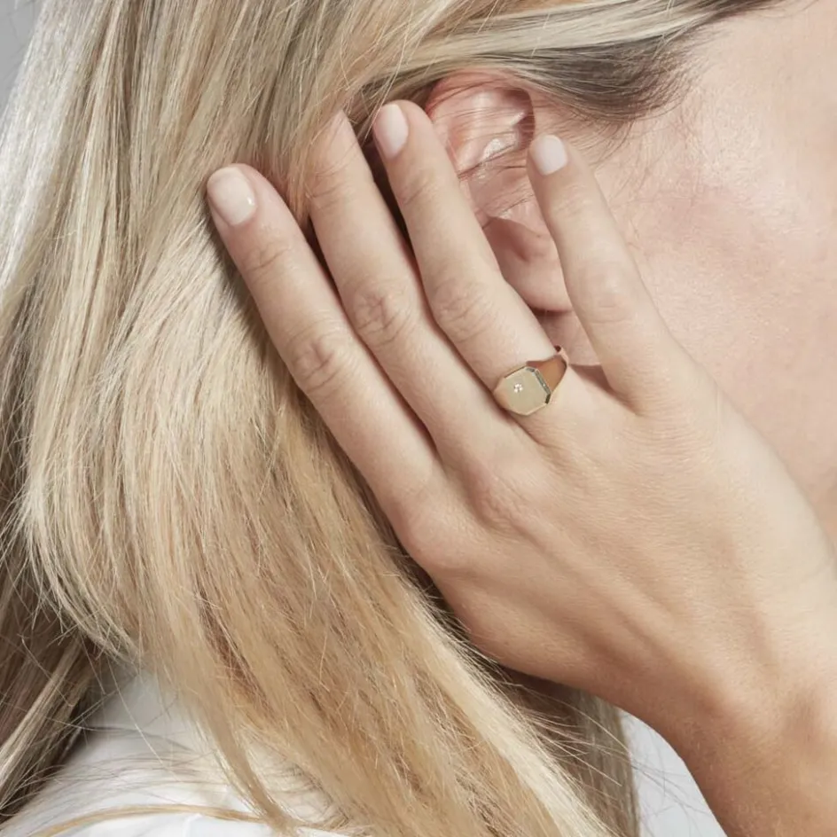 Best Histoire d'Or Chevalière Malcolm Carree Or Jaune Oxyde De Zirconium