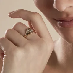 Discount Histoire d'Or Chevalière Plaqué Or Crepinien Oxyde De Zirconium