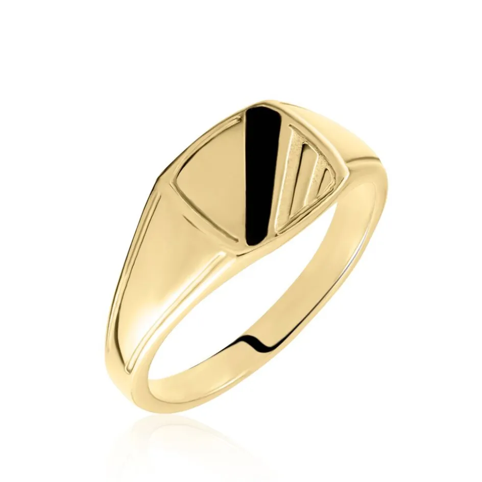 Clearance Histoire d'Or Chevalière Plaqué Or Jaune Bennie Email Noir