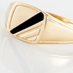 Clearance Histoire d'Or Chevalière Plaqué Or Jaune Bennie Email Noir