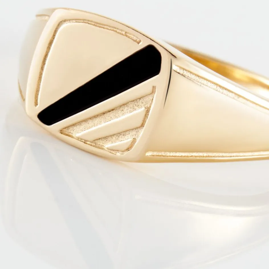 Clearance Histoire d'Or Chevalière Plaqué Or Jaune Bennie Email Noir