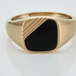 Outlet Histoire d'Or Chevalière Plaqué Or Jaune Nelson Email Noir