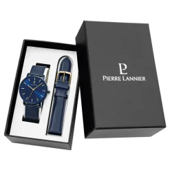 Best PIERRE LANNIER Coffret De Montre Essential Bleu cadran bleu fond bleu bracelet acier bleu