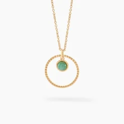 Outlet Histoire d'Or Collier Amalthea Plaqué Or Doré Aventurine Vert