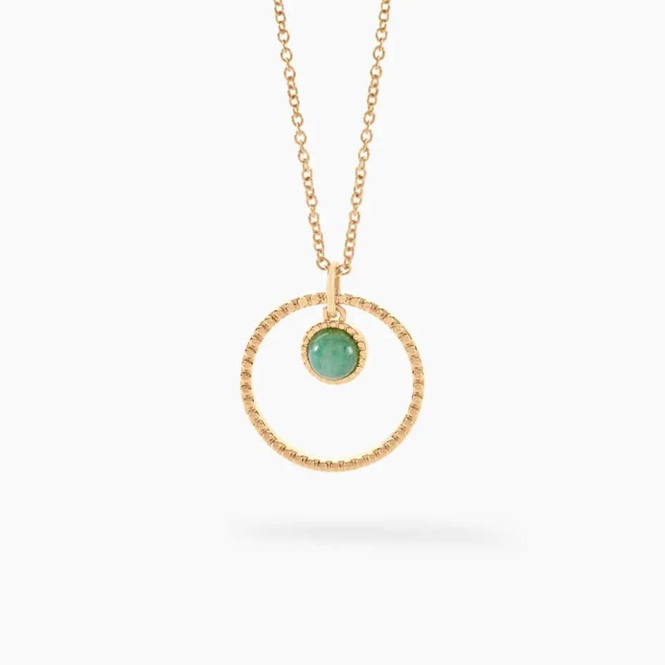 Outlet Histoire d'Or Collier Amalthea Plaqué Or Doré Aventurine Vert