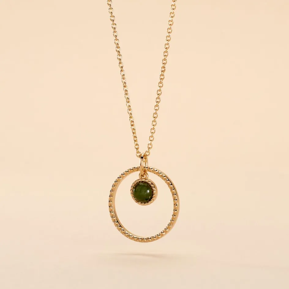 Outlet Histoire d'Or Collier Amalthea Plaqué Or Doré Aventurine Vert