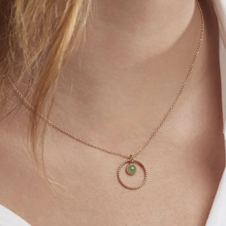 Outlet Histoire d'Or Collier Amalthea Plaqué Or Doré Aventurine Vert