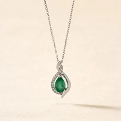 Hot Histoire d'Or Collier Angelika Et Diamant or blanc emeraude