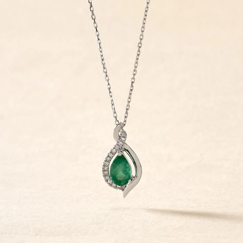 Hot Histoire d'Or Collier Angelika Et Diamant or blanc emeraude