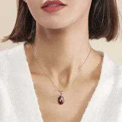 Outlet Histoire d'Or Collier Argent Blanc Aleina Ambre