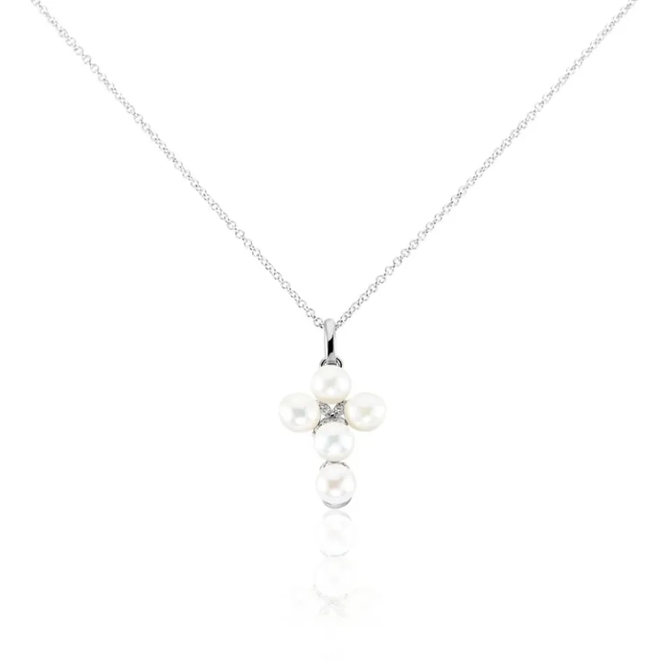 Clearance Histoire d'Or Collier Argent Blanc Burt Perles De Culture Oxydes De Zirconium