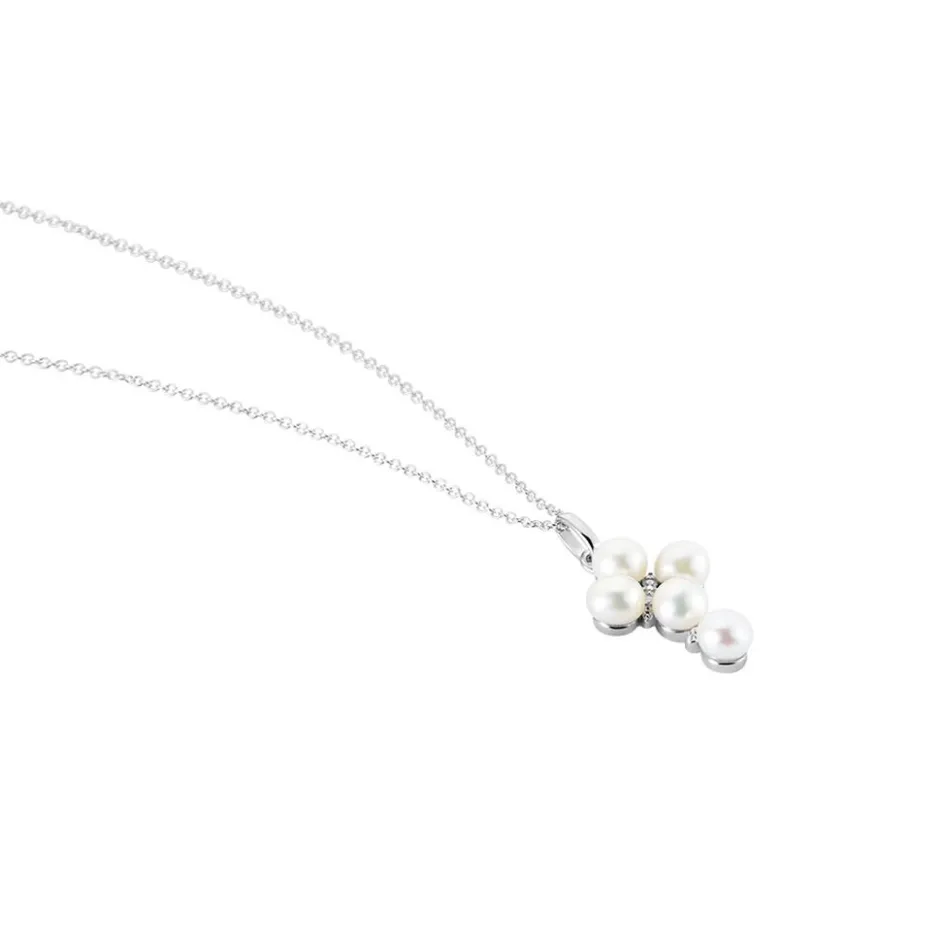 Clearance Histoire d'Or Collier Argent Blanc Burt Perles De Culture Oxydes De Zirconium