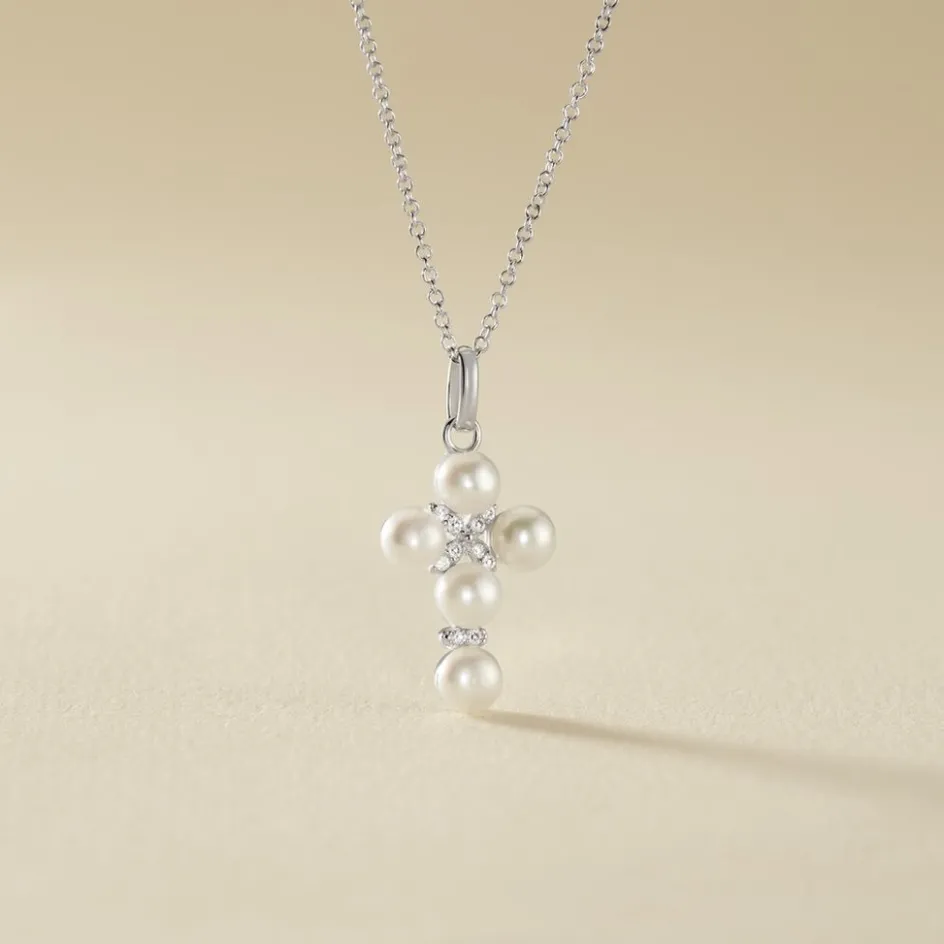 Clearance Histoire d'Or Collier Argent Blanc Burt Perles De Culture Oxydes De Zirconium