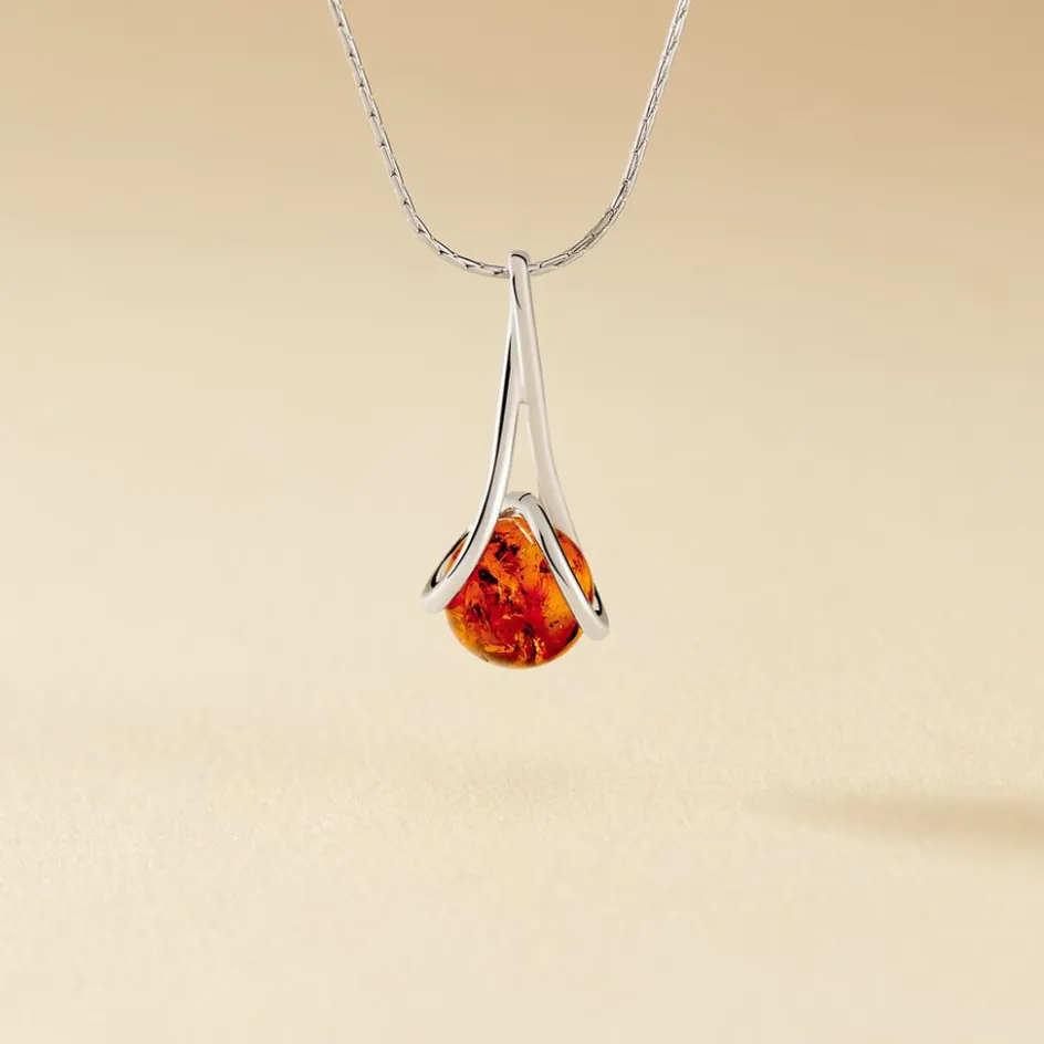 Outlet Histoire d'Or Collier Argent Blanc Simona Ambre