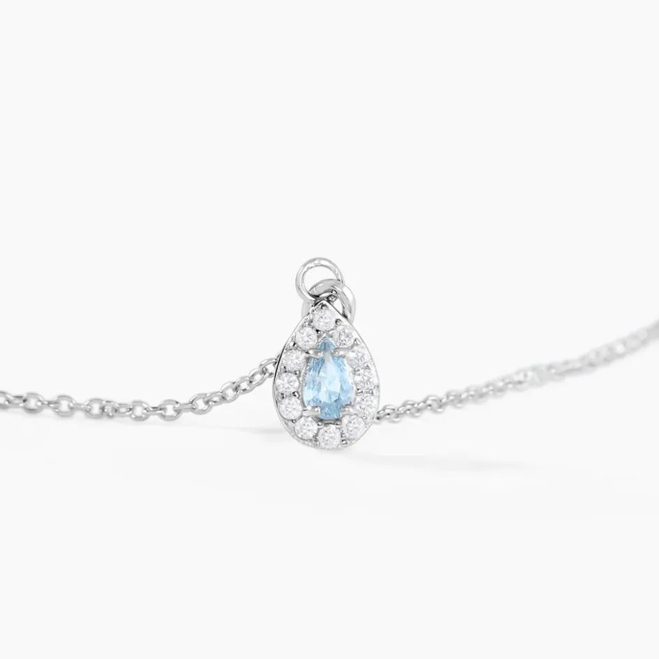 Hot Histoire d'Or Collier Argent Tania Oxydes De Zirconium argent blanc oxyde bleu