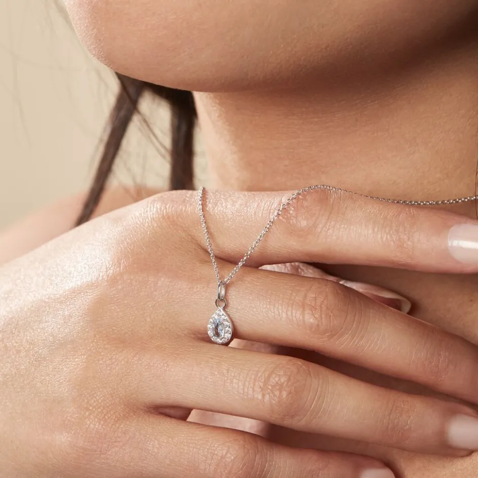 Hot Histoire d'Or Collier Argent Tania Oxydes De Zirconium argent blanc oxyde bleu