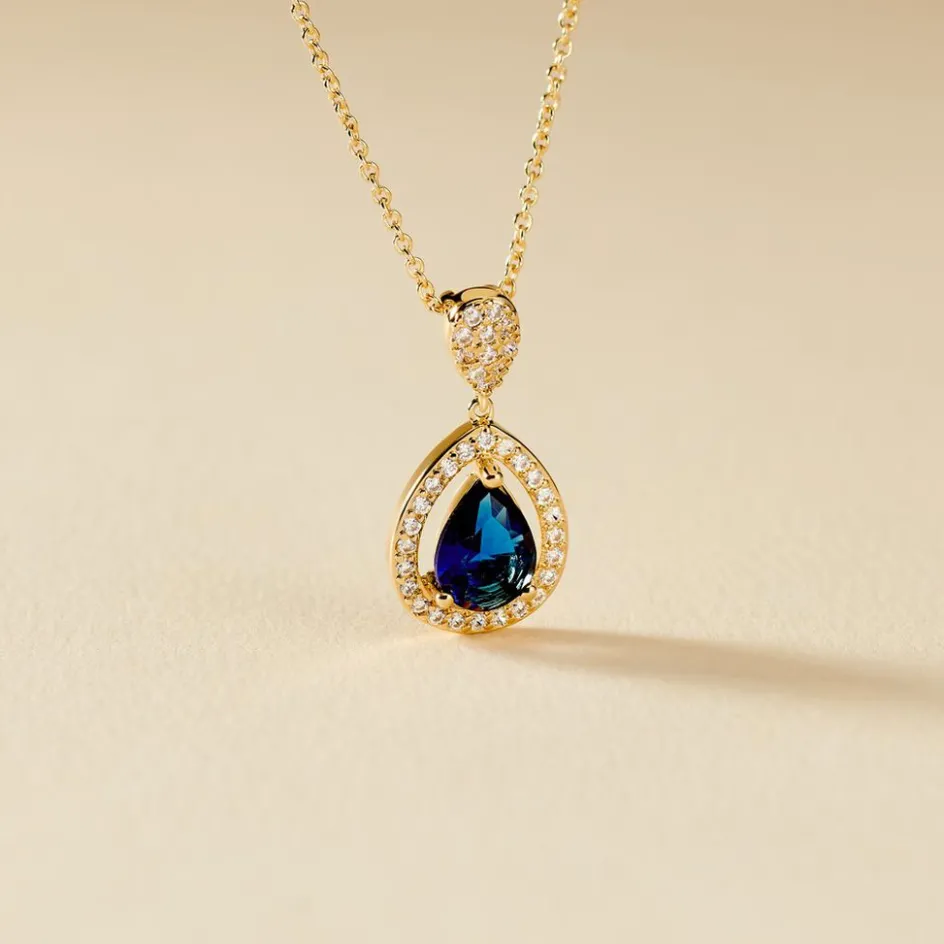 Histoire d'Or Collier Brigita Plaqué Or Pierre De Synthese Et Oxyde De Zirconium* Colliers|Colliers