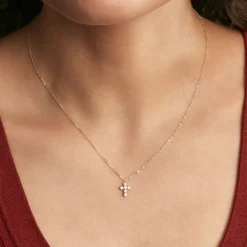 Outlet Histoire d'Or Collier Canice Croix Or Jaune Oxyde De Zirconium