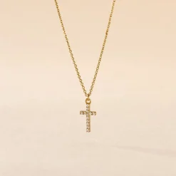 Best Histoire d'Or Collier Cobeia Croix Maille Forçat Or Jaune Oxyde De Zirconium