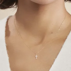 Best Histoire d'Or Collier Cobeia Croix Maille Forçat Or Jaune Oxyde De Zirconium