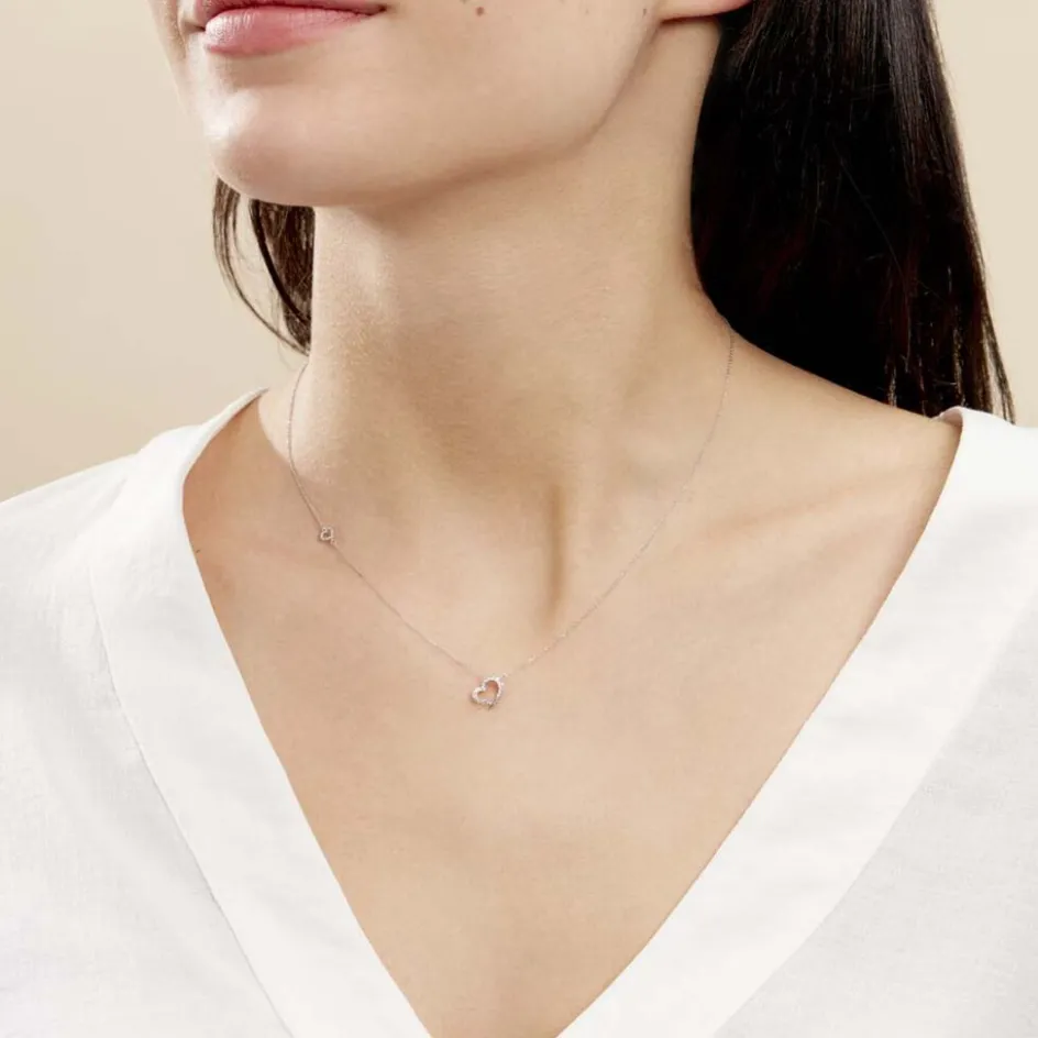 Sale Histoire d'Or Collier Coeur Ktl Or Blanc Diamant