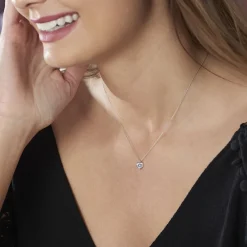 Best Histoire d'Or Collier Coeur Serti Clos Or Blanc Oxyde De Zirconium