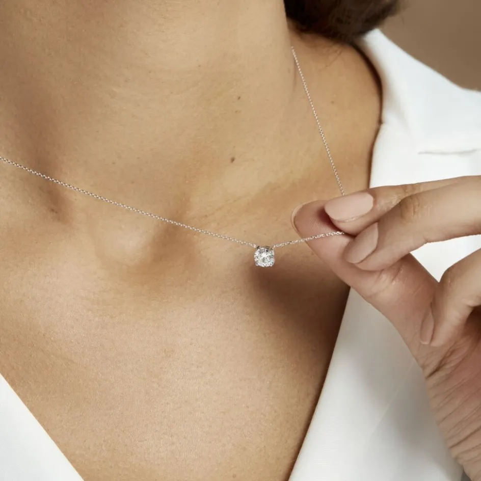 Histoire d'Or Collier Collection Aphrodite Or Blanc Diamant Synthetique or blanc diamant synthétique