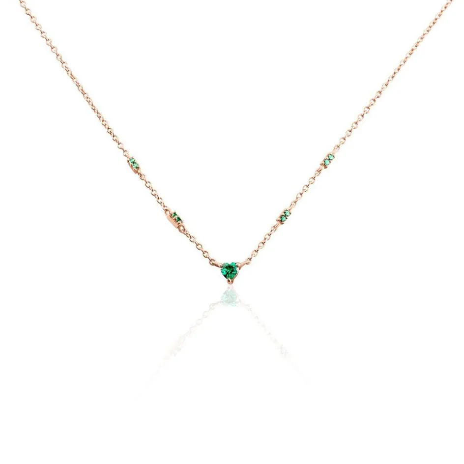 Clearance Histoire d'Or Collier Déclaration Argent Rose Oxyde De Zirconium argent rose oxyde vert