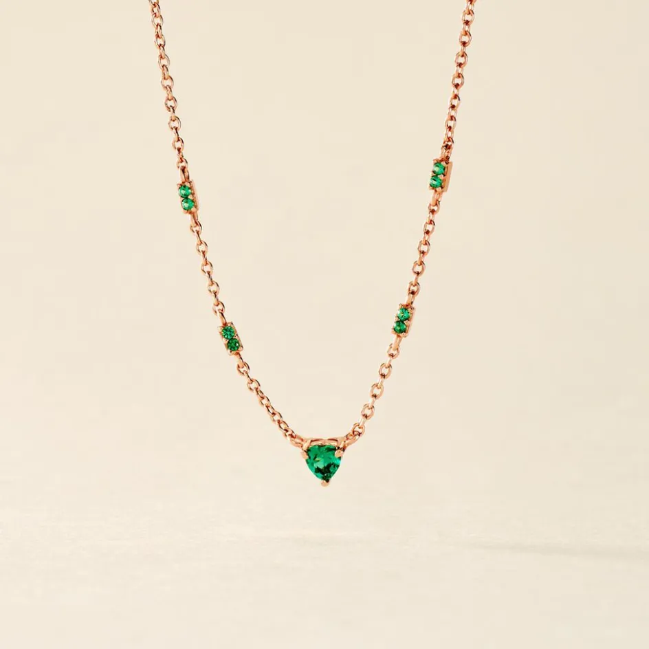 Clearance Histoire d'Or Collier Déclaration Argent Rose Oxyde De Zirconium argent rose oxyde vert