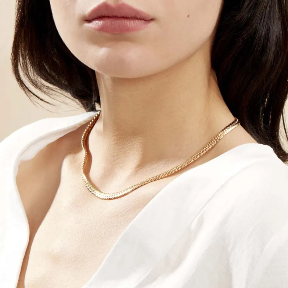 Hot Histoire d'Or Collier Doline Maille Anglaise or jaune