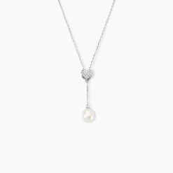 Best Histoire d'Or Collier Elvie Argent Blanc Perle De Culture Et Oxyde De Zirconium