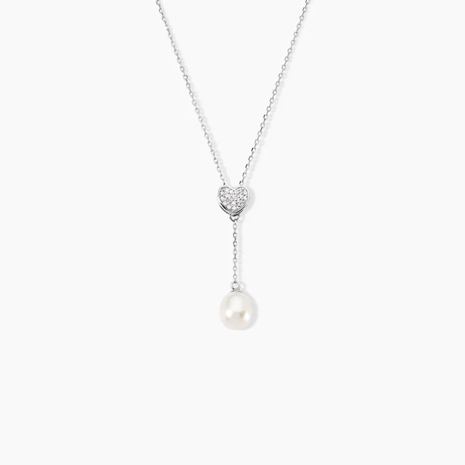 Best Histoire d'Or Collier Elvie Argent Blanc Perle De Culture Et Oxyde De Zirconium