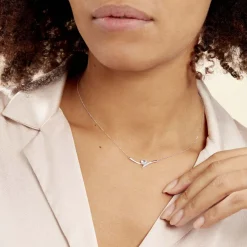 Sale Histoire d'Or Collier Eva Or Blanc Topaze Et Oxyde De Zirconium or blanc topaze bleue