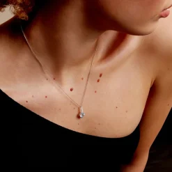 New Histoire d'Or Collier Fany Or Blanc Topaze Et Oxyde De Zirconium or blanc topaze bleue