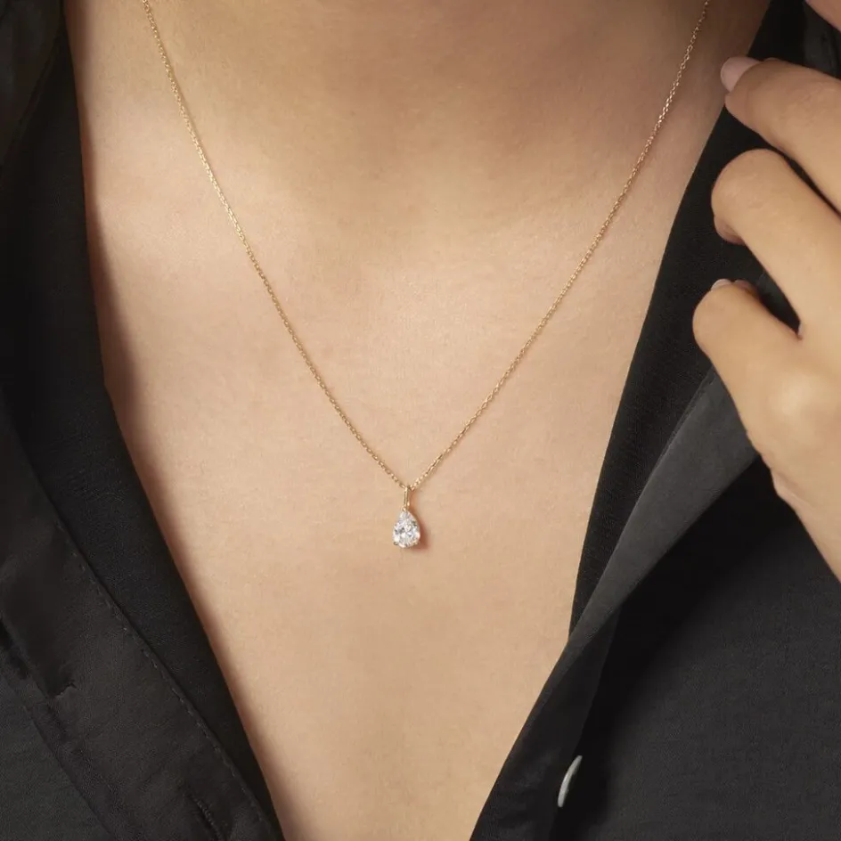 Outlet Histoire d'Or Collier Goutte De Zirconium or jaune oxyde