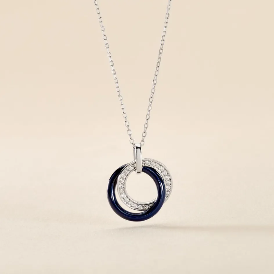 Outlet Histoire d'Or Collier Grizzel Argent Céramique Oxyde argent blanc céramique bleue