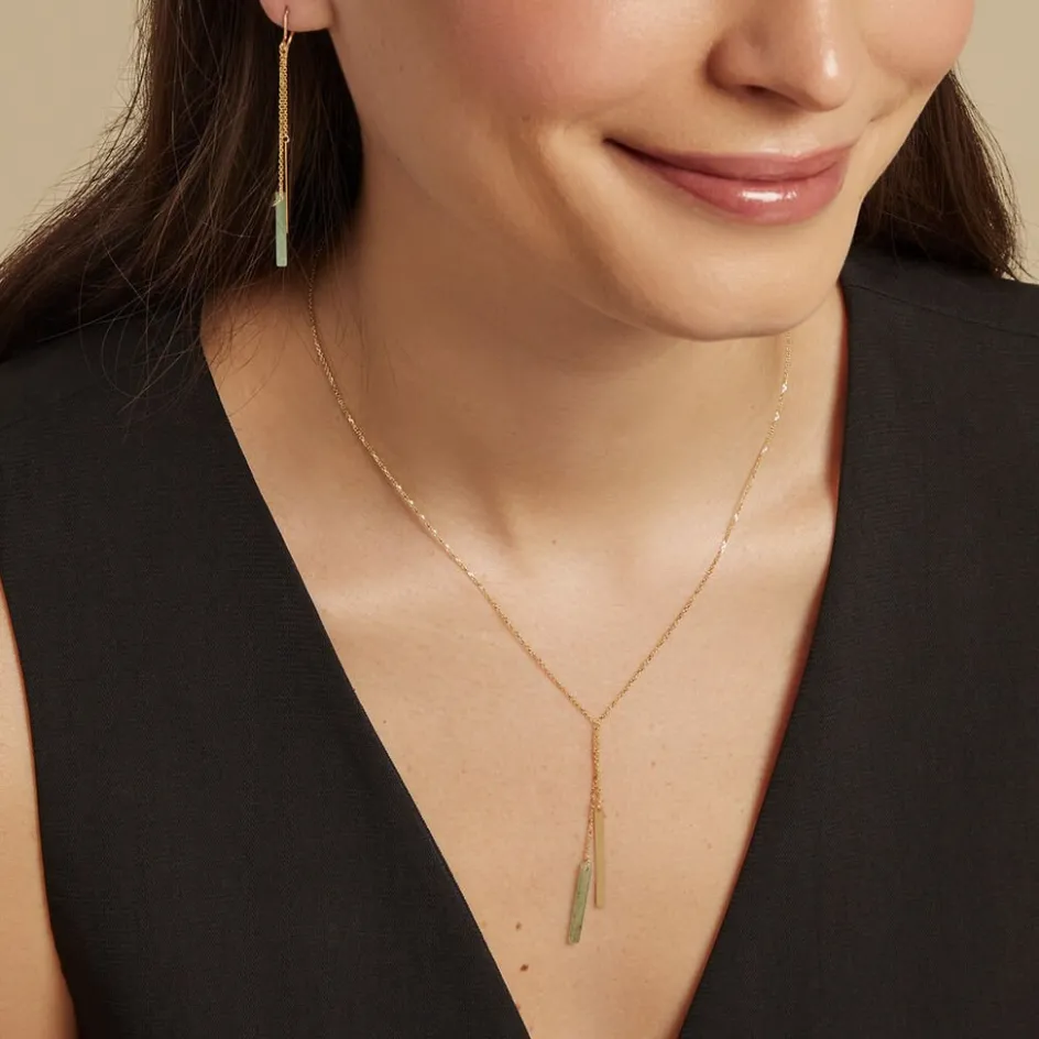 Clearance Histoire d'Or Collier Halcyone Or Jaune Aventurine or jaune aventurine vert